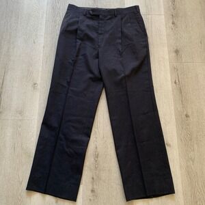 BURBERRY'S BLACK MENS DRESS PANTS CUFFED PLEATED SIZE 34 classy preppy career